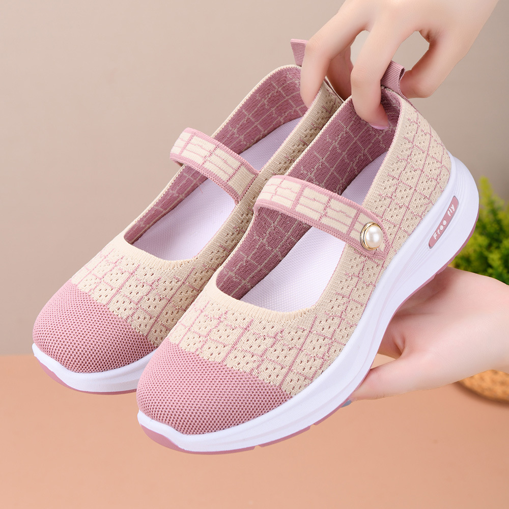 Elastic Waistband Roll - Elastic Strap Hollow Mesh Mary Jane