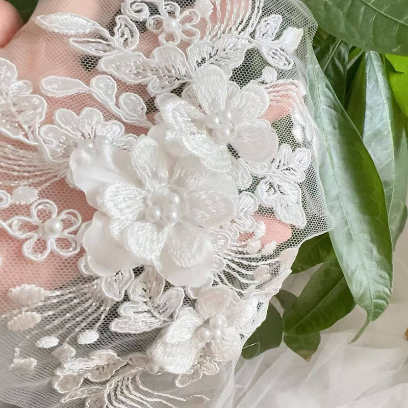 Sewing Garments - 2PCS=1Pair,Rope Embroidery Pearl Lace 3D Mirror