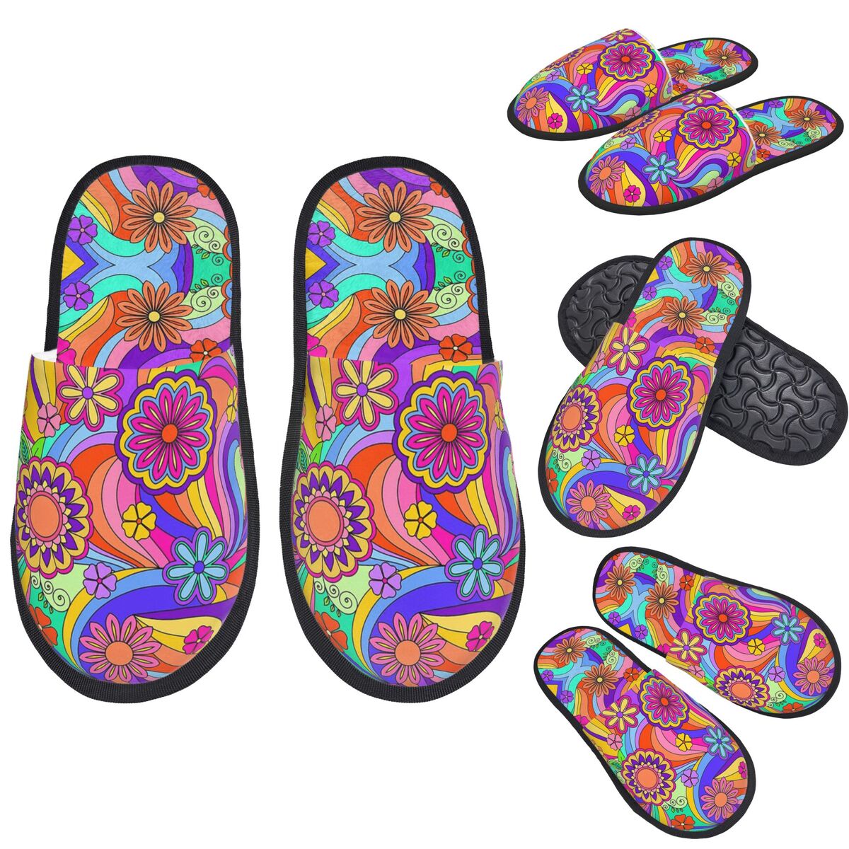 Sewing Garment - Custom Groovy Psychedelic Flower Power Slippers