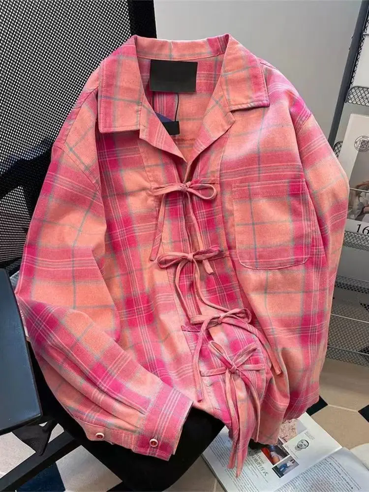 Sewing V - Y2k American Vintage Pink Plaid Shirt