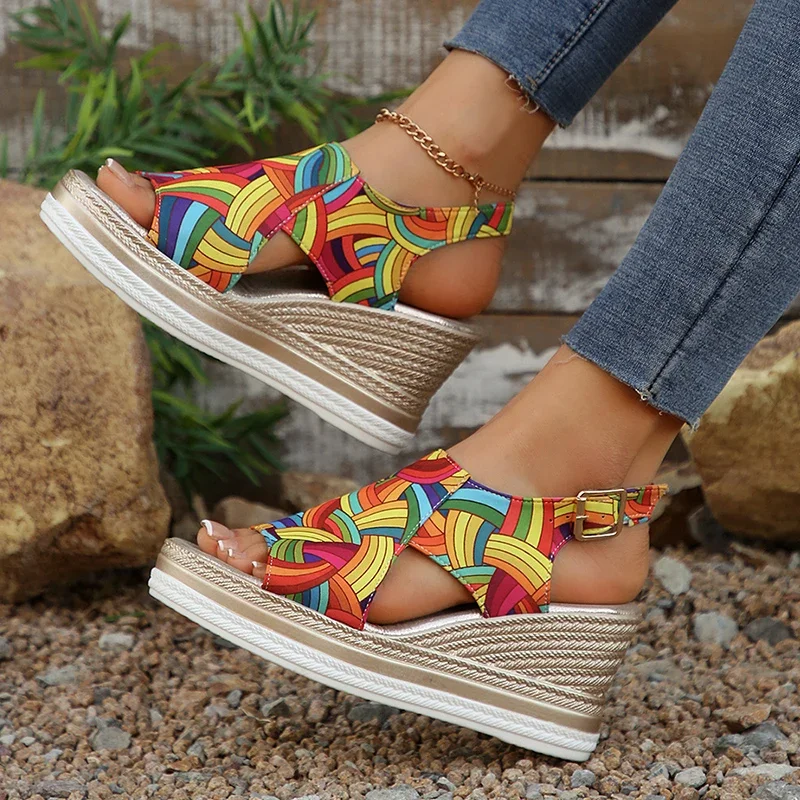 Rainbow Graffiti Wedge Heels S - Elastic Waistband Roll 评论和价格