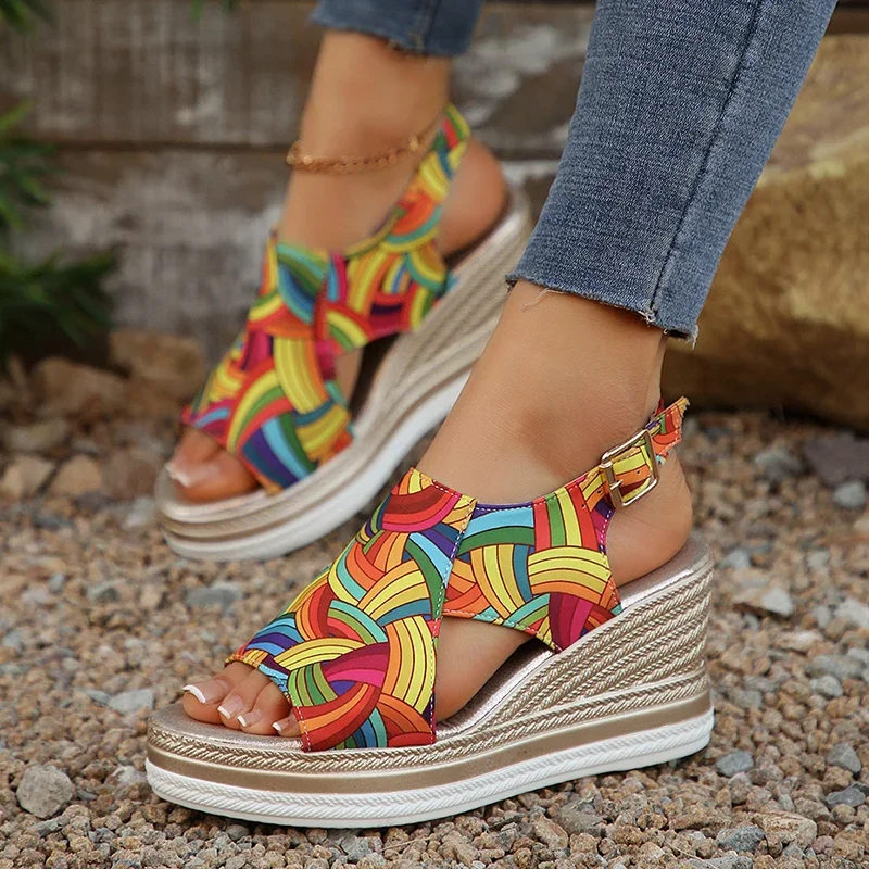 Rainbow Graffiti Wedge Heels S - Elastic Waistband Roll 评论和价格