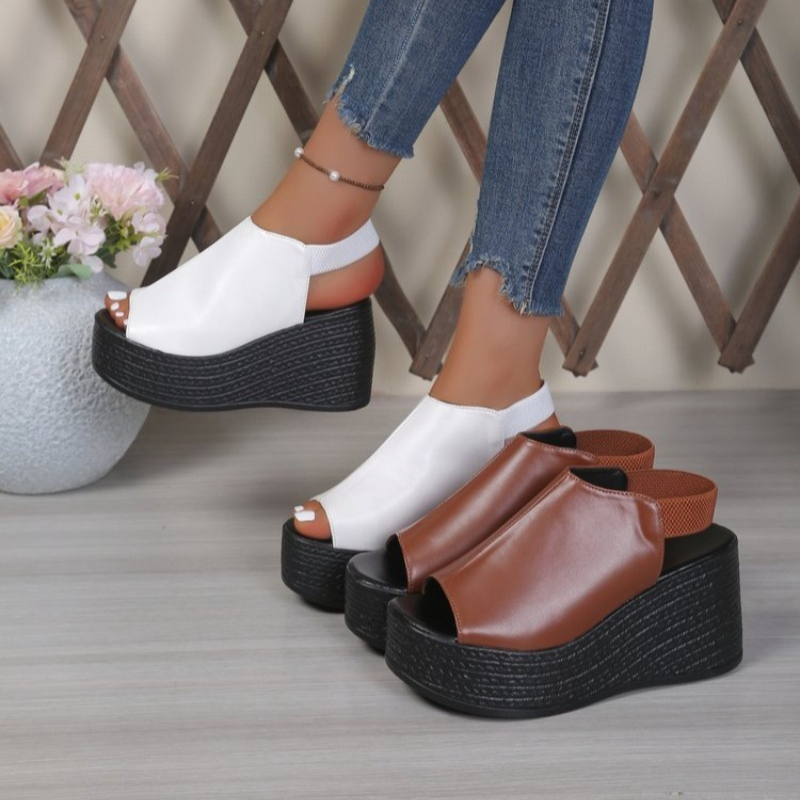 Women Sandals Summer  Wedge Sa - Elastic Waistband Roll 评论和价格