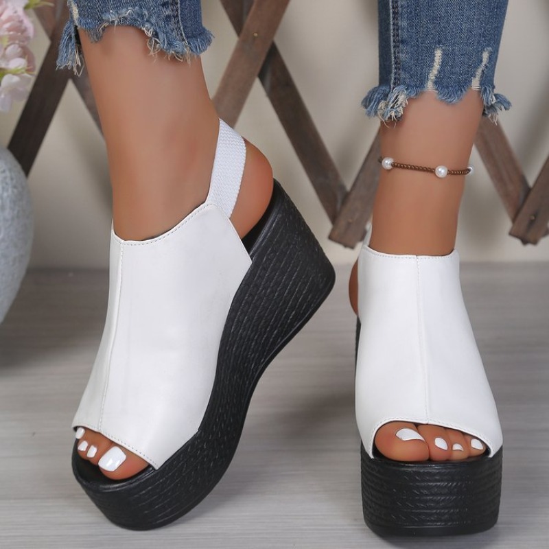 Women Sandals Summer  Wedge Sa - Elastic Waistband Roll 评论和价格