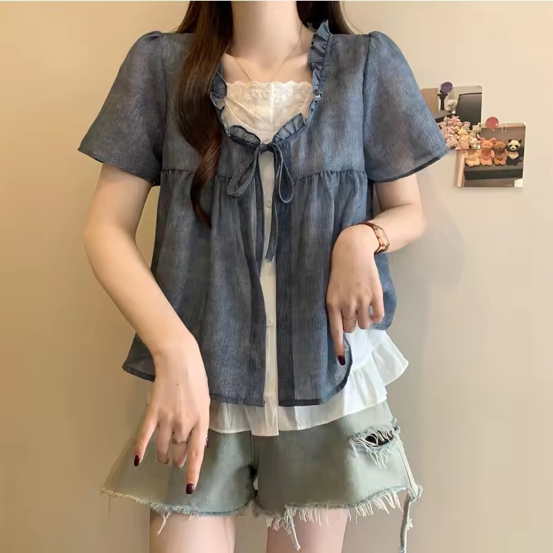 Women's Splice  Fake Two-Piece - Sewing V 评论和价格