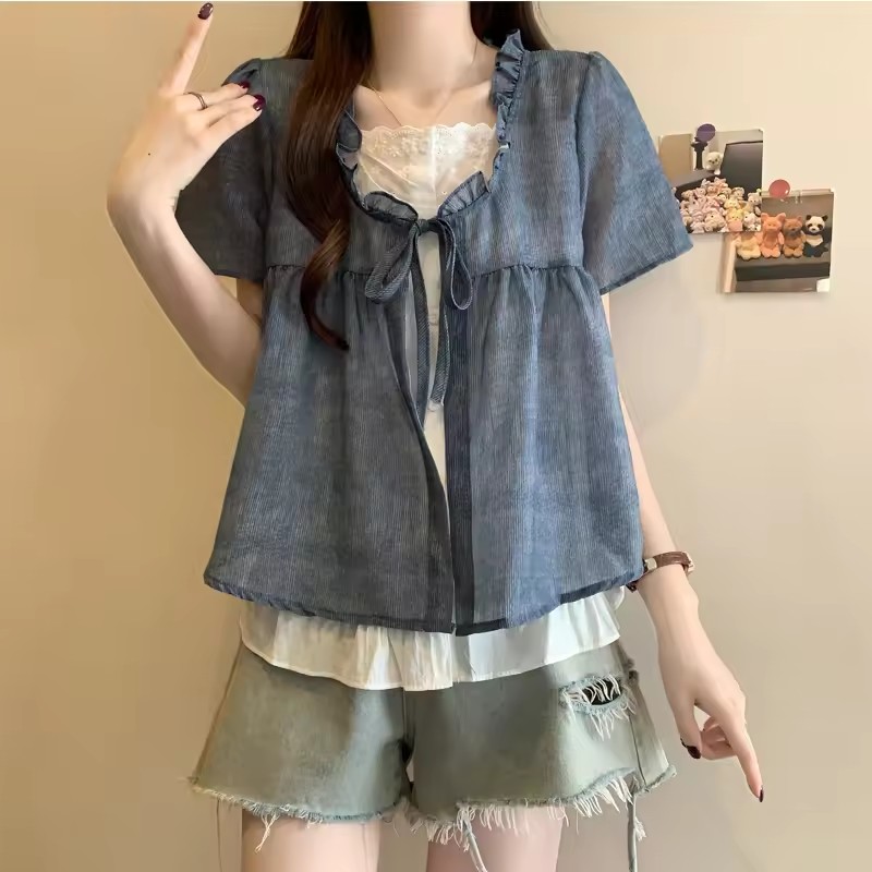 Women's Splice  Fake Two-Piece - Sewing V 评论和价格
