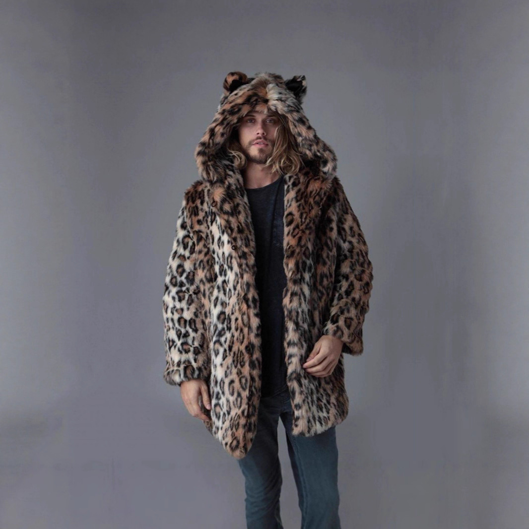 Men Faux Fur Jacket Winter Coa - Sewing V 评论和价格