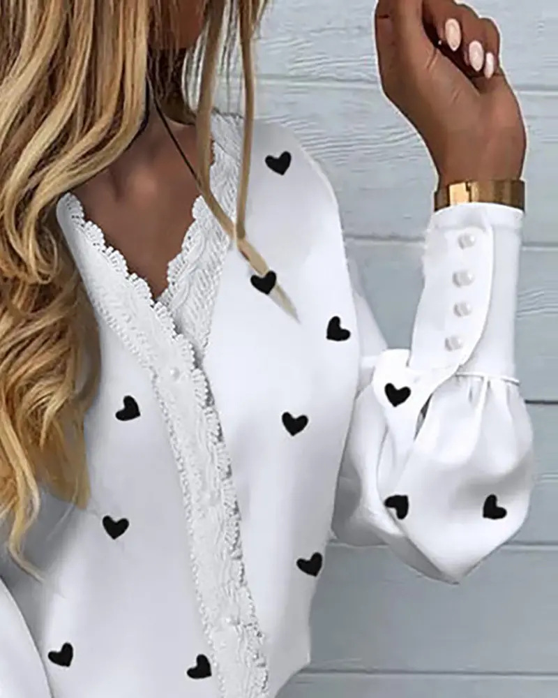 Women Sweet Love Heart Paintin - Sewing V 评论和价格